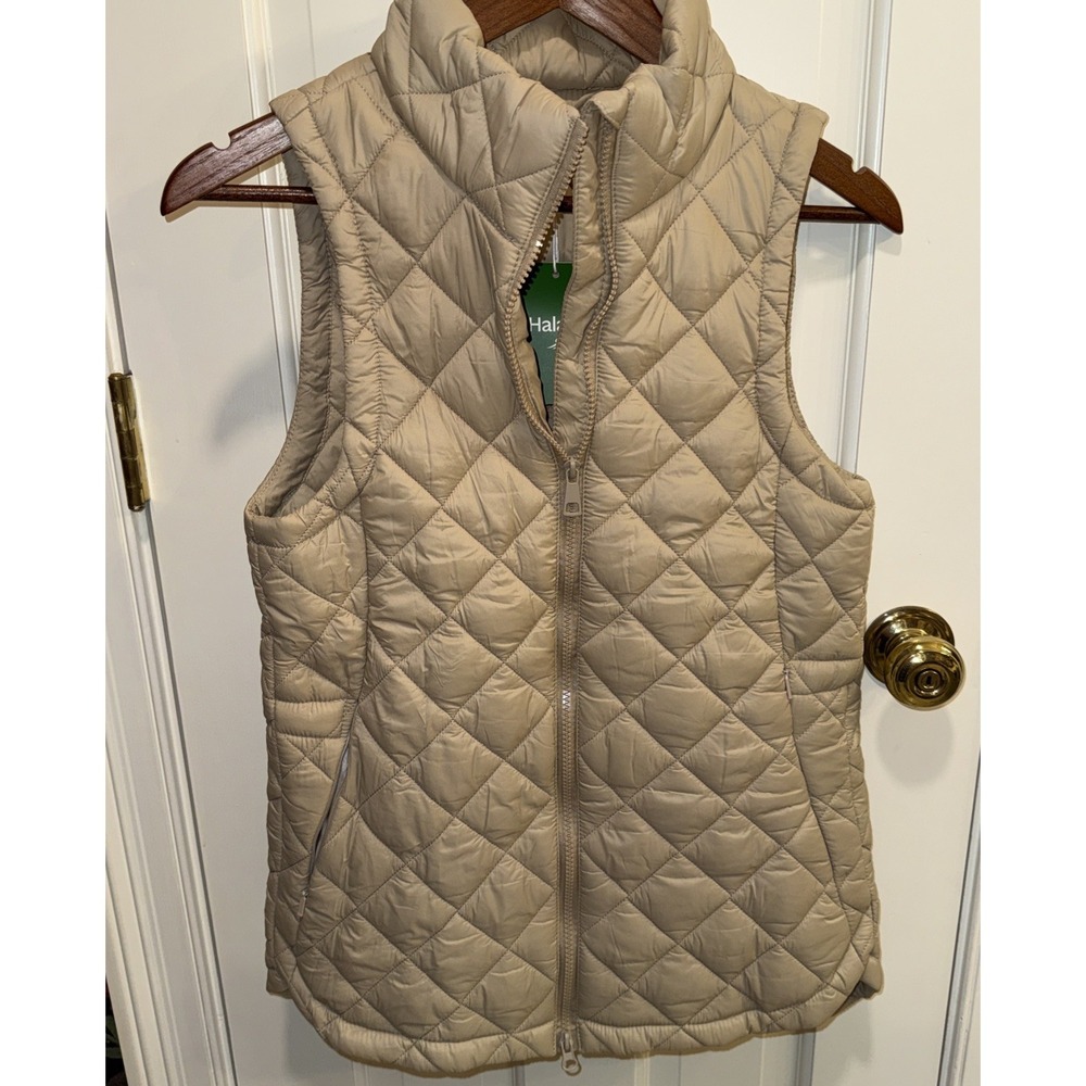 HALARA Women's XS Quilted Puffer‎ Best NWT Tan Pockets Adjustable Waist